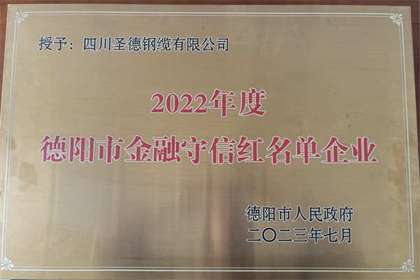 2022年度德陽市金融守信紅名單企業(yè)